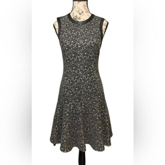 Rebecca Taylor Women's Sleeveless Wool Blend Lace Bonded Dress Grey/Black Size:2 - Picture 10 of 13